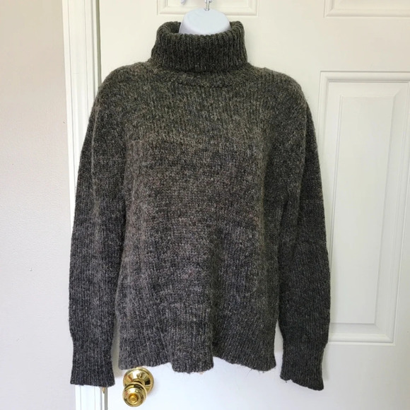Hennes Alpaca Wool Blend Turtleneck Sweater Charcoal Gray Fall Winter Size M - Picture 1 of 8